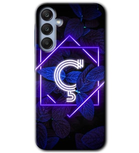 Galaxy A25 Kılıf HD Desen Baskılı Kılıf - Dark Neon Yaprak Ç Harfi