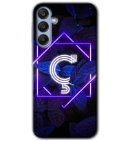 Galaxy A25 Kılıf HD Desen Baskılı Kılıf - Dark Neon Yaprak Ç Harfi
