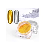 ELLEA NAIL Tırnak Tozu Ayna Tozu Metalik Krom Toz İkili Set Gümüş ve Altın Renk