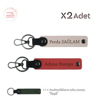Teyzeye Anlamlı Sürpriz, İsimli 2’li Anahtarlık Takımı, Nar Çiçeği-Pudra-Yeşil