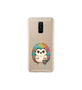 Samsung Galaxy A6 Plus (2018) ile Uyumlu Splash Kirpi Tasarımlı Şeffaf Silikon Kılıf