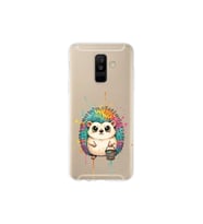 Samsung Galaxy A6 Plus (2018) ile Uyumlu Splash Kirpi Tasarımlı Şeffaf Silikon Kılıf