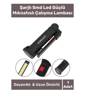 Premium Seri 3 Modlu Beyaz Gün Işığı Mıknatıslı Şarjlı Smd Led Güçlü Mıknatıslı Çalışma Lambası