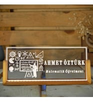 Erkek Matematik Öğretmenine Özel Kişiselleştirilebilir Ahşap Tabanlı LED Gece Lambası, 3D LED Lamba, Masa İsimliği