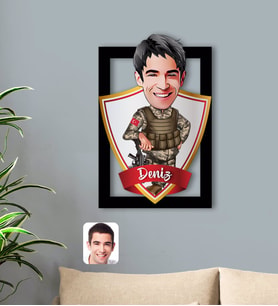 BK Gift Kişiye Özel İsimli Asker Karikatürlü 3D Ahşap Tablo-2