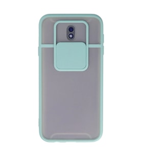 Samsung Galaxy J7 Pro / J730 Kılıf Palm Buzlu Kamera Sürgülü Silikon - Turkuaz