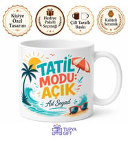 Tatil Modu Açık Yazılı Baskılı Kupa Bardak Hediye Tatilci Porselen Mug