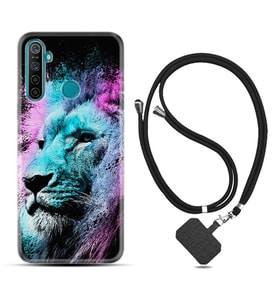 Realme 5i 5 Pro 6i 7 Pro 8 Kılıf Boyun Askılı Silikon Pink Blue Leon 1603
