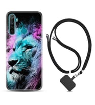 Realme 5i 5 Pro 6i 7 Pro 8 Kılıf Boyun Askılı Silikon Pink Blue Leon 1603
