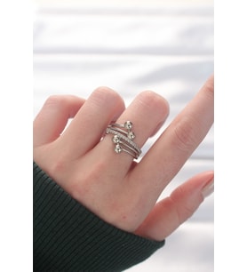 Topçuk Model Zirkon Taşlı Silver Renk Ayarlanabilir Yüzük TJ-BYK3137