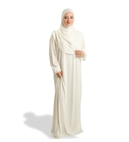 Krem Tek Parça Namaz Elbisesi Viskon Düz 2503_40