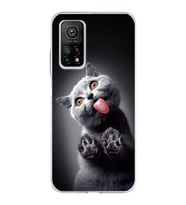 PrintiFy Xiaomi Mi 10T Pro ile Uyumlu 1mm Slim Fit Kedi 2 050c Baskılı Şeffaf  Kılıf
