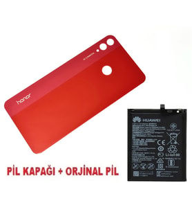 Tkgz Honor 8X Arka Pil Batarya Kapağı + PİL KIRMIZI