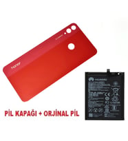 Tkgz Honor 8X Arka Pil Batarya Kapağı + PİL KIRMIZI