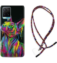 Vivo Y11S Y21S Y20 Y20S Y70 Kılıf Boyun Asklı Rasta Silikon Color Cat 1754
