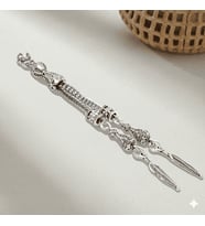 Uzun Yaprak Temalı Foxtail Zincirli Çift Kamçılı Kararmaz Metal Püskül