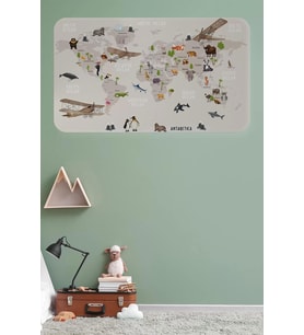 Eğitici Dünya Haritası Dünya Atlası Çocuk Ve Bebek Odası Duvar Sticker-60x105-3797