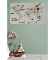 Eğitici Dünya Haritası Dünya Atlası Çocuk Ve Bebek Odası Duvar Sticker-60x105-3797