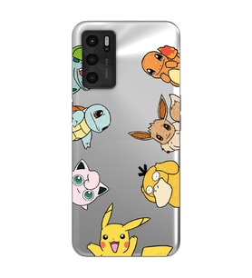 Oppo A16 / A55 Uyumlu Pokemon Tüm Karakterler Tasarımlı Şeffaf Telefon Kılıfı