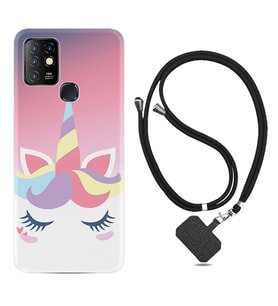 INFINIX Hot 8 9 10 11S Hot 10 Play 10T Kılıf Boyun Askılı Silikon Sweety Unicorn 1737