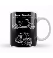 Vespa Scooter Patent White Kupa Bardak Porselen