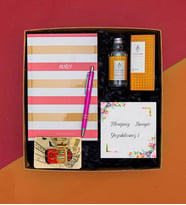 Defter, Kalem, Freshleaf Kolonya, Magnet Hediye Seti (Kırmızı)