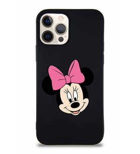Apple iPhone 12 Pro Soft Premier Kapak Minnie Mouse-C Tasarımlı Silikon Kılıf - Siyah (Şeffaf)