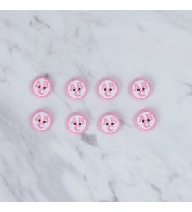 Loren Crafts 8 li ABC Desenli Pembe Düğme - 0557