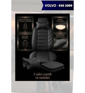 volvo s40 2000 Koltuk ve Kılıf uyumlu Minder Yastık Siyah Lüks 2 Minder 2 Yastık