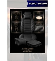 volvo s40 2000 Koltuk ve Kılıf uyumlu Minder Yastık Siyah Lüks 2 Minder 2 Yastık