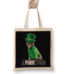 Lepurrchaun St Patrick's Day Cat Leprechaun Shamrock Women Bez Çanta Uzun Saplı