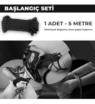 Fantezi Ürünleri, Shibari Sanatına Uygun Ayarlanabilir Vücut Bağlama Halat Seti (Siyah)