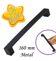 12 Adet Bihter Desenli Kulp 160 mm Siyah Mutfak Kulpu Çekmece Dolap Kapak Kulbu Metal  Mobilya Dolabı