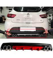 Renault Clio Mk4 Kırmızı Difüzör Çiftli Yuvarlak Egzoz Görünümlü D Tip Difizör 2012-2019