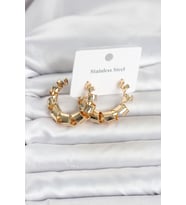316L Çelik Gold Renk Spiral Halka Kadın Küpe 5886 - SSSSSS1356-4561