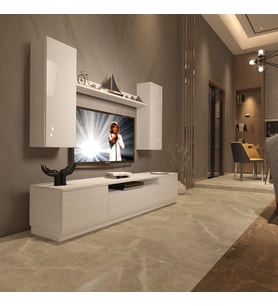 Decoraktiv Trendstyle 5DS Mdf Tv Ünitesi Tv Sehpası - Parlak Beyaz