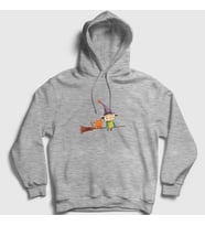 Presmono Unisex Gri Cat And Witch Kedi Kapüşonlu Sweatshirt 287568tt (Gri)
