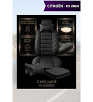 citron c3 2024 Koltuk ve Kılıf uyumlu Minder Siyah Yastık Lüks 2 Minder 2 Yastık