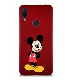 Xiaomi Redmi Note 7 Pro Soft Premier Kapak Mickey Mouse-B Tasarımlı Silikon Kılıf - Mürdüm (Şeffaf)