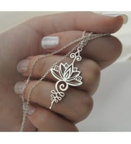 Kişiye Özel 925 Ayar Gümüş Lotus Çiçeği Kolye