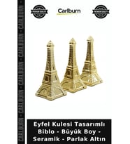 Özel Üretim Dekoratif Gold Salon Eyfel Kulesi Tasarımlı Biblo - Büyük Boy - Seramik - Parlak Altın