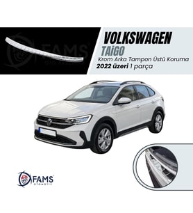 Volkswagen Taigo 2022> Krom Arka Tampon Üstü Koruma P.Çelik