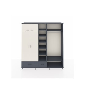 Hyperion Dolap 12 Raflı 2 Çekmeceli 2 Askılı 220x44x243 Antrasit-Aytaşı/Antrasit