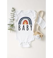 Unisex Bebek Beyaz Gökkuşağı Boho Çıtçıtlı Body