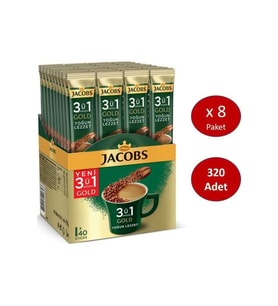Jacobs 3'ü 1 Arada Gold Yoğun Lezzet Karışım Kahve 8'li 40 x 18 G