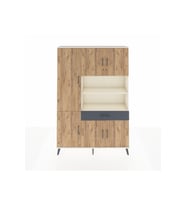 Arges Dolap 10 Raflı Tek Çekmeceli 6 Kapaklı 132x30x195 Aytaşı-Çam/Antrasit