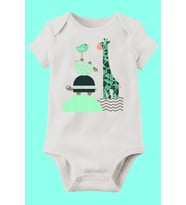 Unisex Animal Beyaz Kısa Kol Bebek Body Zıbın