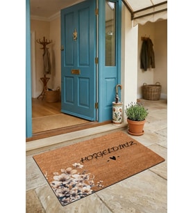 Valerine Life Kapı Önü Paspası 45x70cm Kaymaz Taban Dekoratif iç Dış Mekan Beyaz Petunyalar
