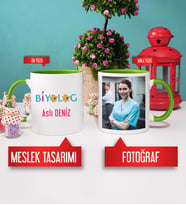 Biyologa Hediye Biyolog Kupa Bardak Yeşil Fotoğraflı