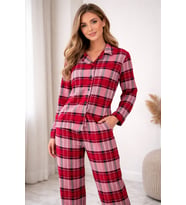 Mr 3705 Boydan Düğmeli Soft Süet Kışlık Kadın Pijama Takımı (Kırmızı)